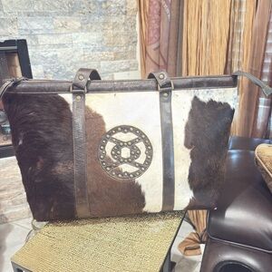 Cowhide Real Leather Tote Bag.